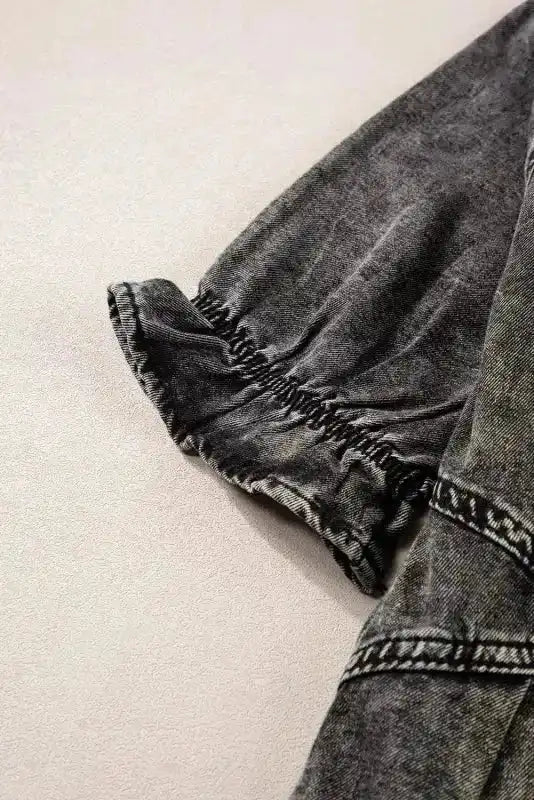 Mineral Wash Ruffled Denim Dress - Fashionfitz