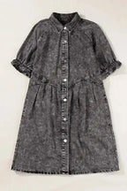 Mineral Wash Ruffled Denim Dress - Fashionfitz