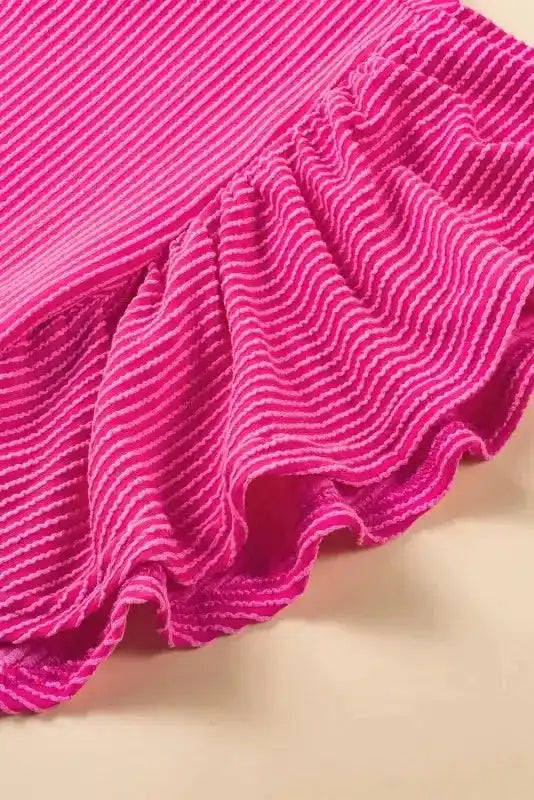 Mini Dress - Textured Flutter Sleeve - Fashionfitz
