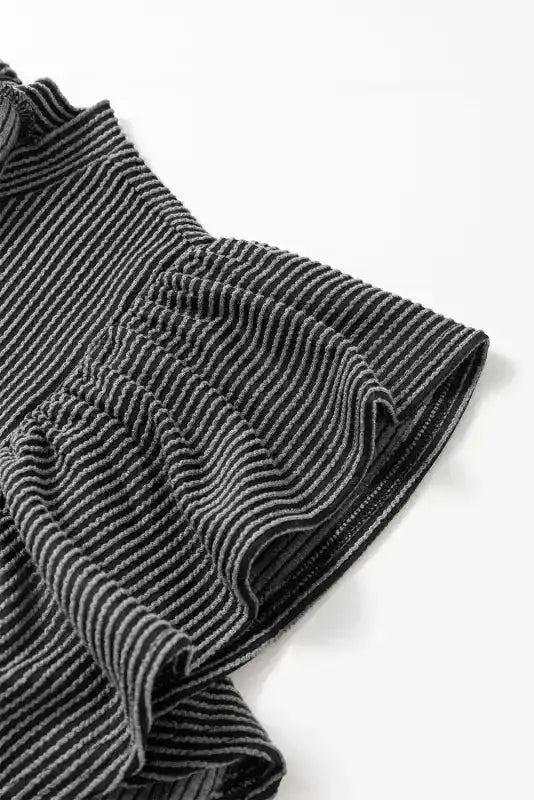 Mini Dress - Textured Flutter Sleeve - Fashionfitz