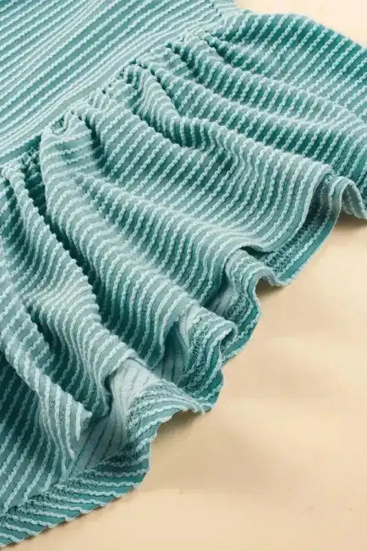 Mini Dress - Textured Flutter Sleeve - Fashionfitz