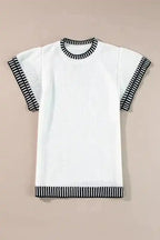 Mint Green Contrast Trim Knitted Top - Fashionfitz