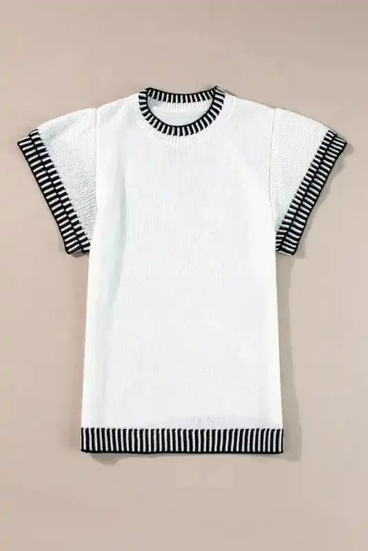 Mint Green Contrast Trim Knitted Top - Fashionfitz