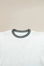 Mint Green Contrast Trim Knitted Top - Fashionfitz