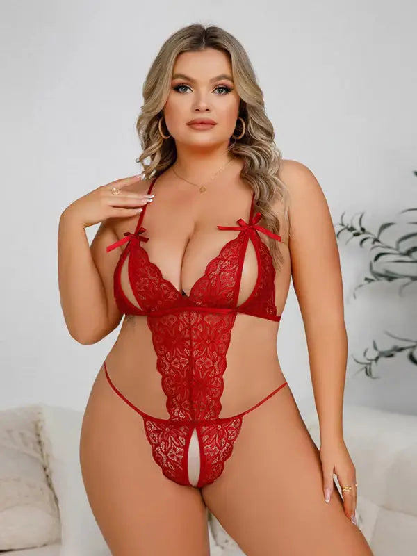 Miss you more lace teddy lingerie - red / s