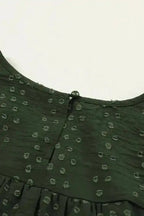 Mist Green Plus Lace Swiss Dot Ruffle Long Sleeve Top - Fashionfitz