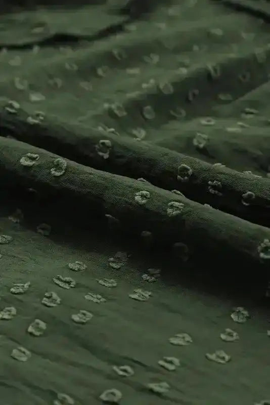 Mist Green Plus Lace Swiss Dot Ruffle Long Sleeve Top - Fashionfitz