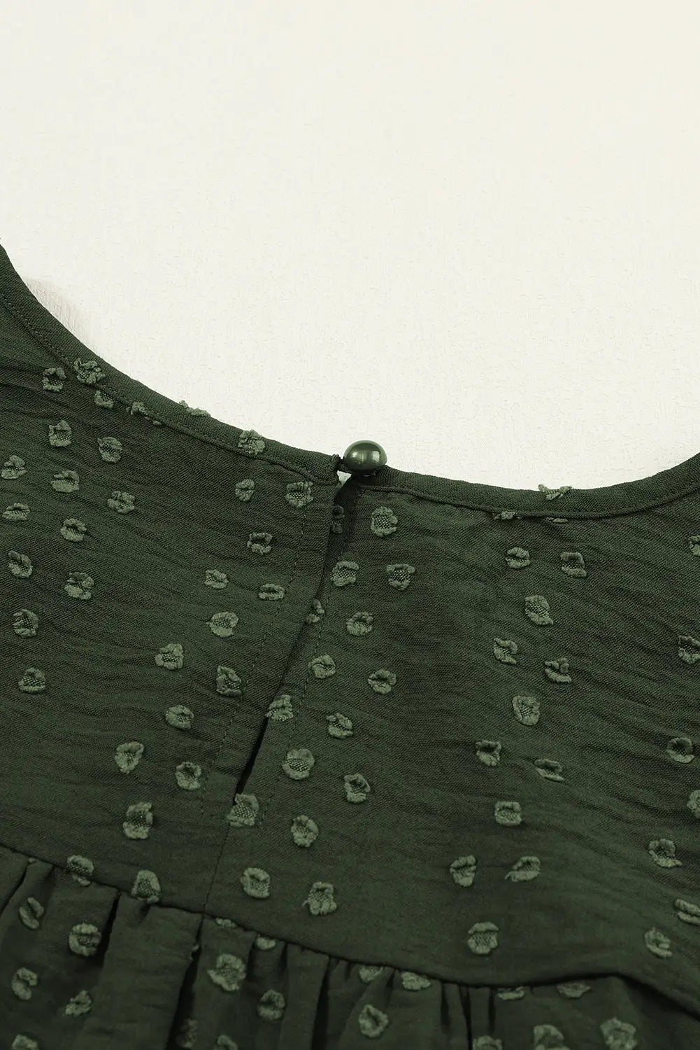 Mist green plus lace swiss dot ruffle long sleeve top - size