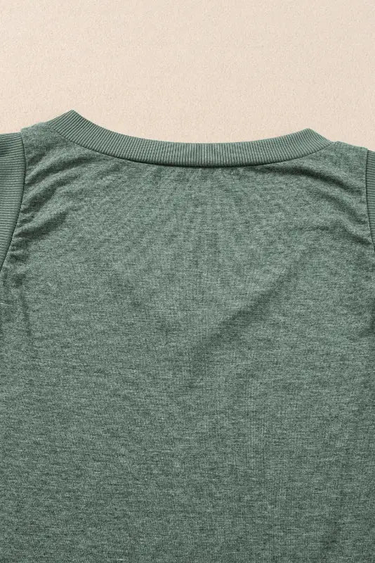 Mist green ribbed v neck tank - tops