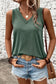 Mist green ribbed v neck tank - tops