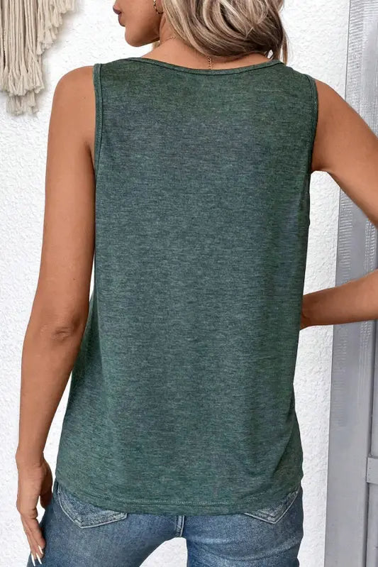 Mist green v neck ruched tank top - tops