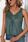 Mist green v neck ruched tank top - tops