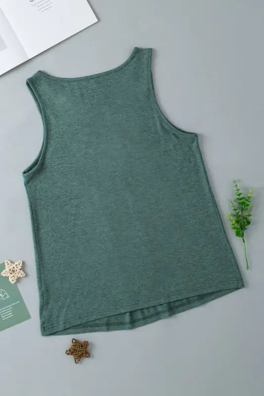 Mist green v neck ruched tank top - tops