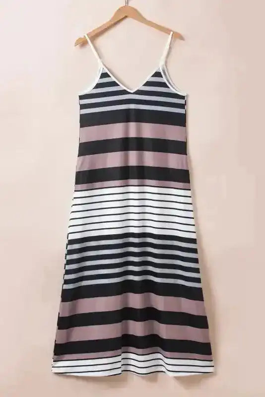 Mixed Stripes Spaghetti Straps Maxi Dress - Fashionfitz