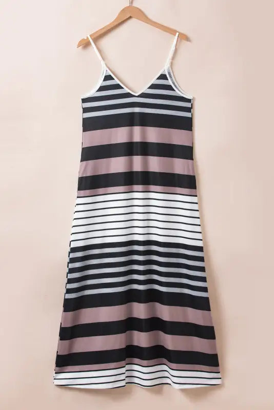 Mixed stripes spaghetti straps maxi dress - dresses/maxi dresses