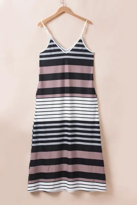 Mixed stripes spaghetti straps maxi dress - dresses/maxi dresses