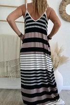 Mixed Stripes Spaghetti Straps Maxi Dress - Fashionfitz