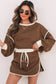 Mocha contrast pullover and skort set | fashionfitz