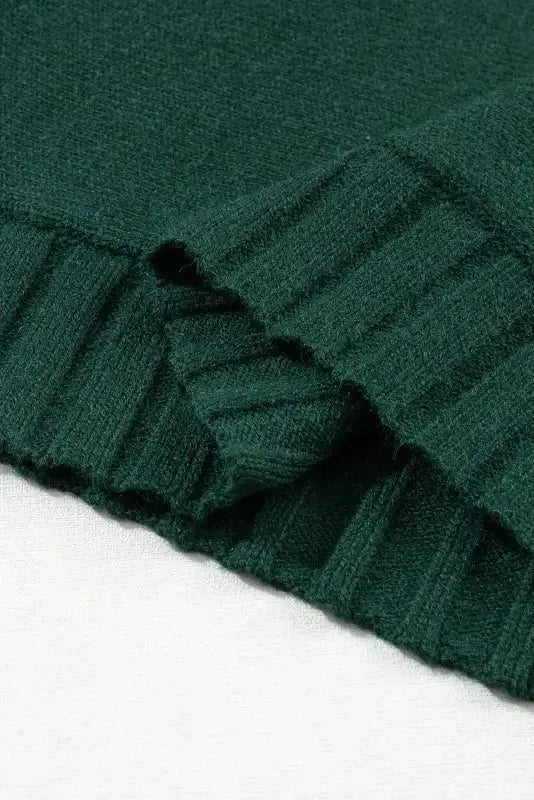 Mock Neck Batwing Short Sleeve Knit Sweater - Fashionfitz