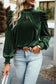 Mock neck puff sleeve velvet blouse - blouses