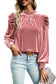 Mock neck puff sleeve velvet blouse - blouses