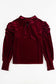 Mock neck puff sleeve velvet blouse - blouses