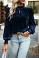 Mock neck puff sleeve velvet blouse - blouses