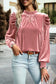 Mock neck puff sleeve velvet blouse - blouses