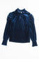 Mock neck puff sleeve velvet blouse - blouses