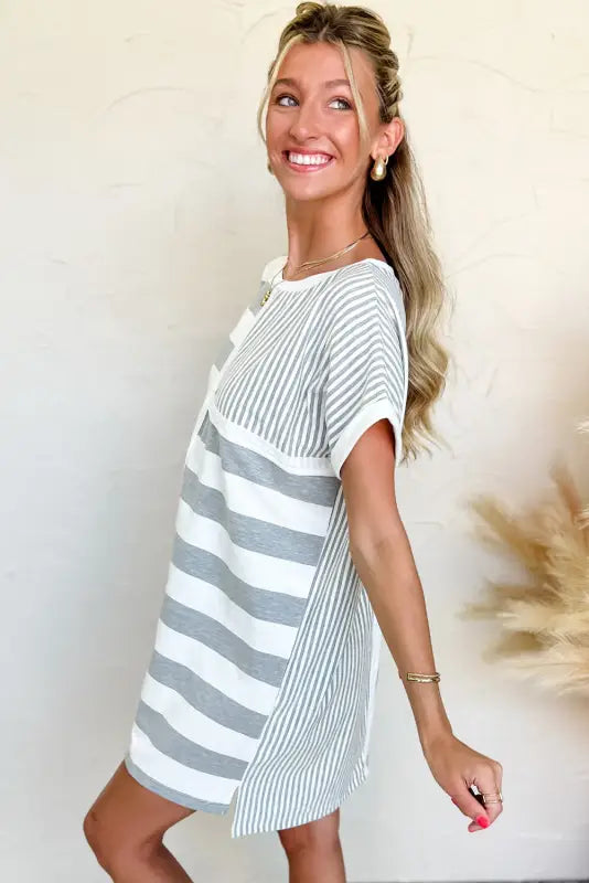 Modern mix t-shirt mini dress - grey