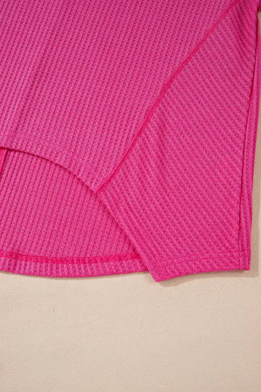 Bright pink waffle knit blouse | chic & comfy modern slouch