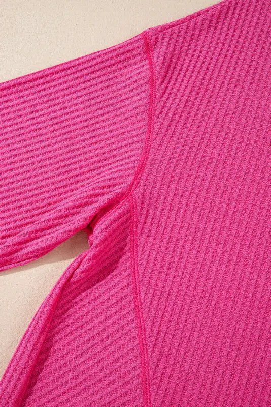 Bright pink waffle knit blouse | chic & comfy modern slouch