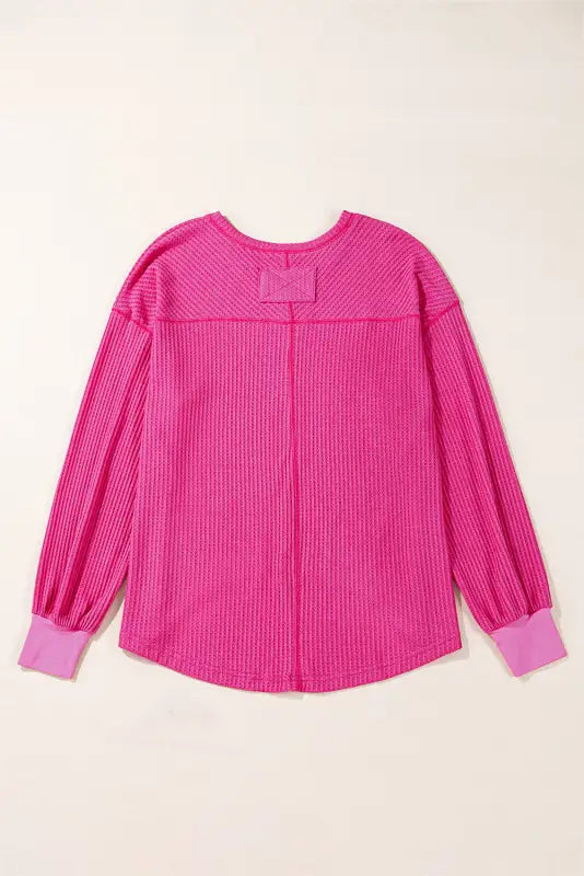 Bright pink waffle knit blouse | chic & comfy modern slouch