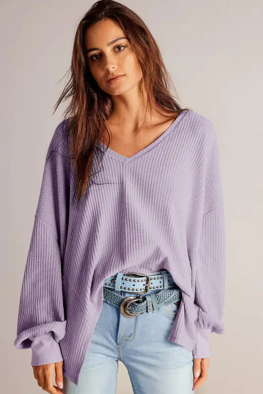 Shop the latest slouch waffle knit blouse | chic & cozy