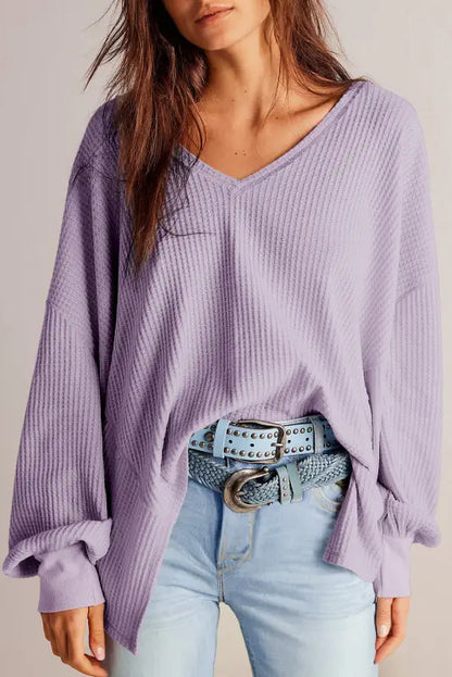 Shop the latest slouch waffle knit blouse | chic & cozy