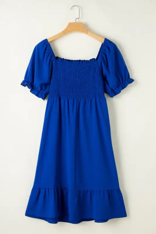 Molly shirred mini dress - blue - dark / 1x / 100% polyester - plus size/plus size dresses/plus dresses