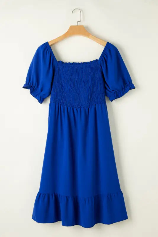 Molly shirred mini dress - blue - plus size/plus size dresses/plus dresses