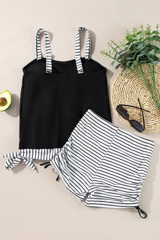 Monochrome striped tankini set by fashionfitz