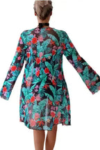 Monokini with Floral Beach Cover Up - Black Halter Neck - Fashionfitz