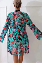 Monokini with Floral Beach Cover Up - Black Halter Neck - Fashionfitz