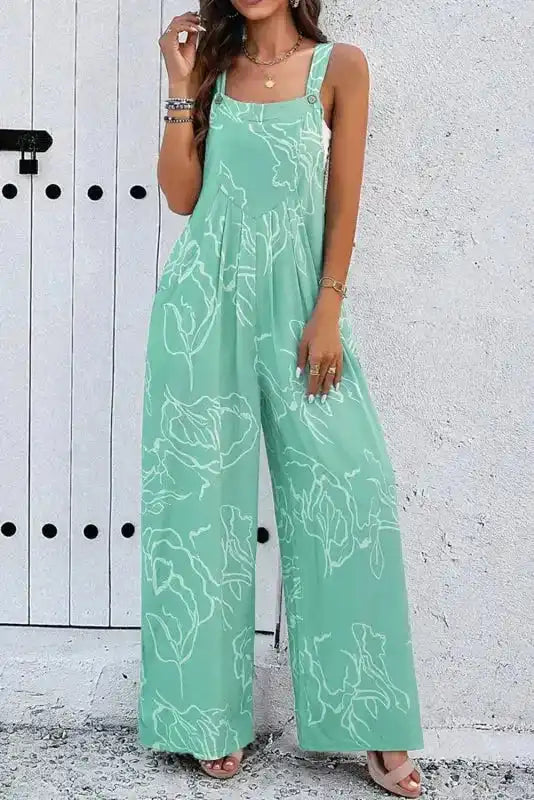 Moonlight jade wide leg jumpsuit front view — Fashionfitz UK