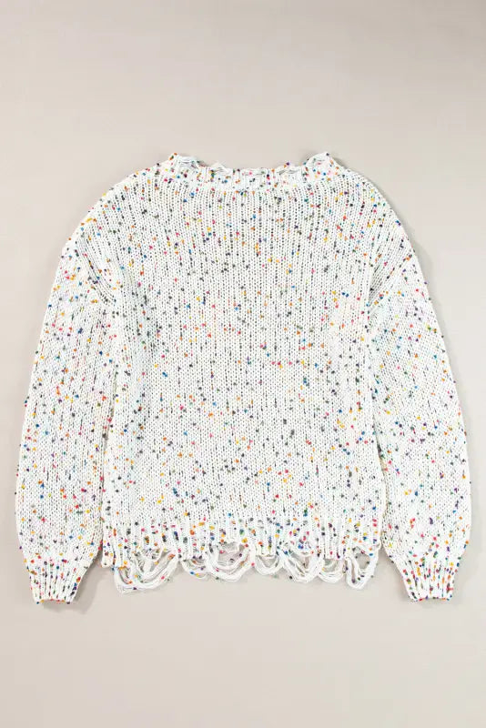 Mosaic distressed knit sweater - sweaters