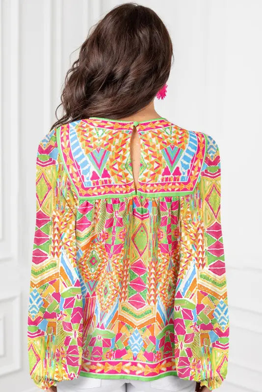 Mosaic muse back keyhole blouse