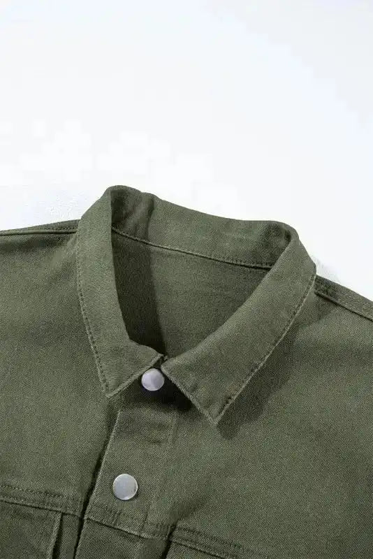 Moss Green Distressed Frayed Denim Romper - Fashionfitz