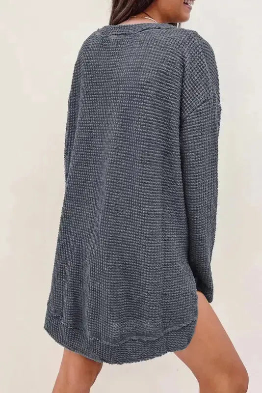 Moss Green Plus Size Textured Knit Long Sleeve Top - Fashionfitz