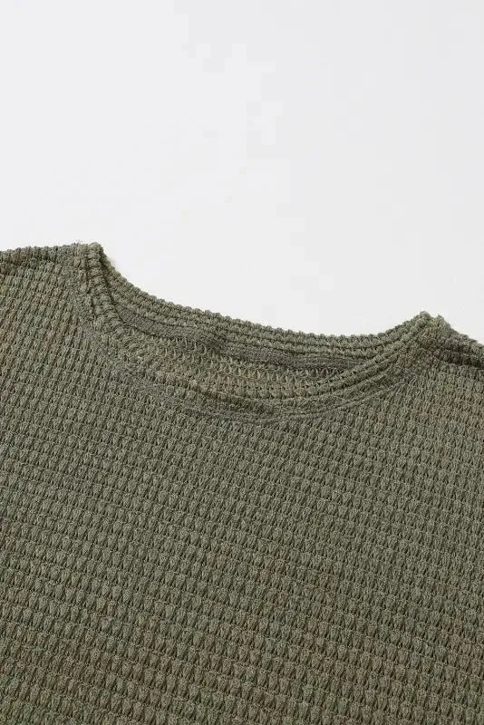 Moss Green Plus Size Textured Knit Long Sleeve Top - Fashionfitz