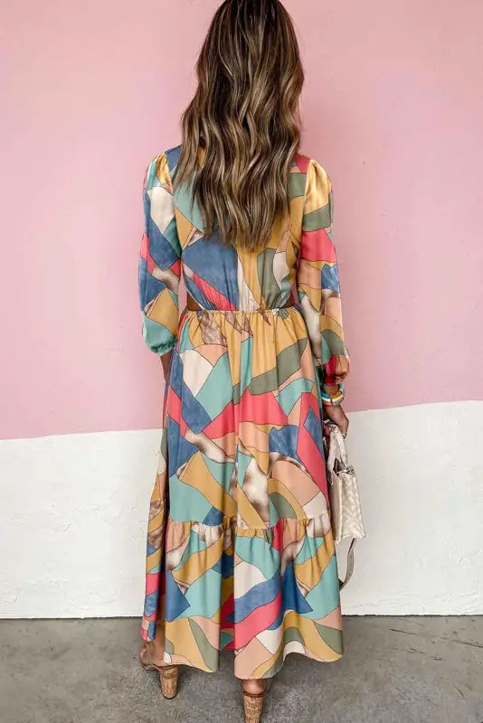 Multicolor abstract maxi dress - dresses