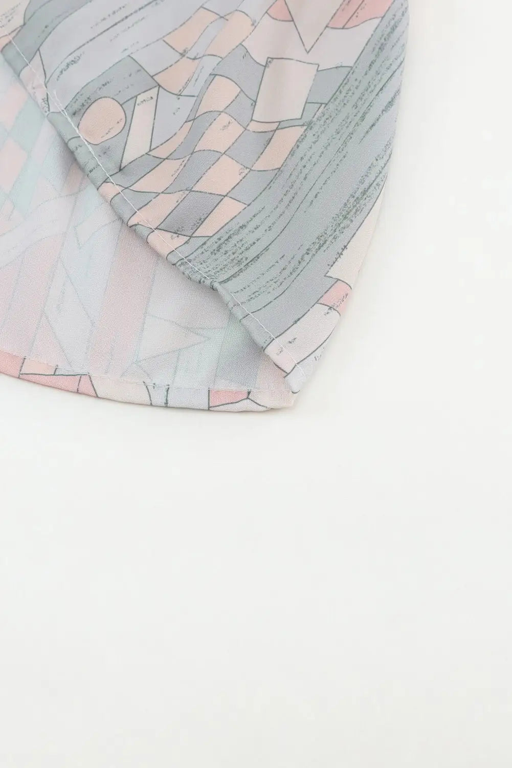 Multicolor abstract print shirred v neck ruffle mini dress - dresses