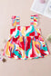 Multicolor abstract print striped trim maxi sundress - dresses