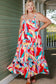 Multicolor abstract print striped trim maxi sundress - dresses